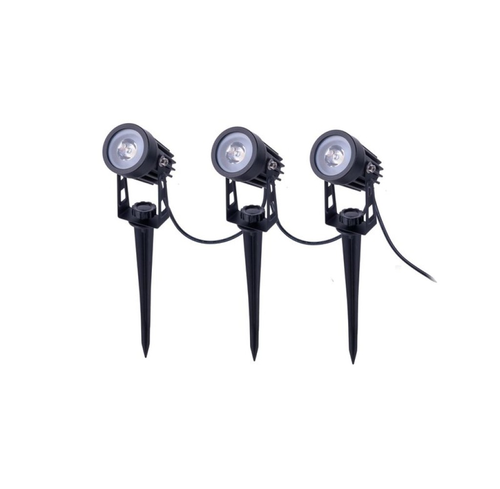 3er LED Solarspot mit Erdspieß ""Spoti"" Außen-Erdspieß aus Metall und ABS-Kunststoff in Schwarz,, mit fest verbauten LEDs mit drei Leistungsstufen