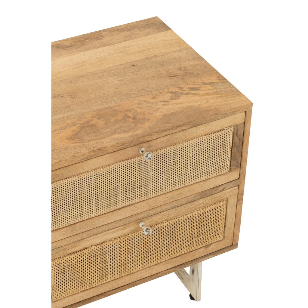 J-Line Nachtkast Rattan Mangohout Naturel