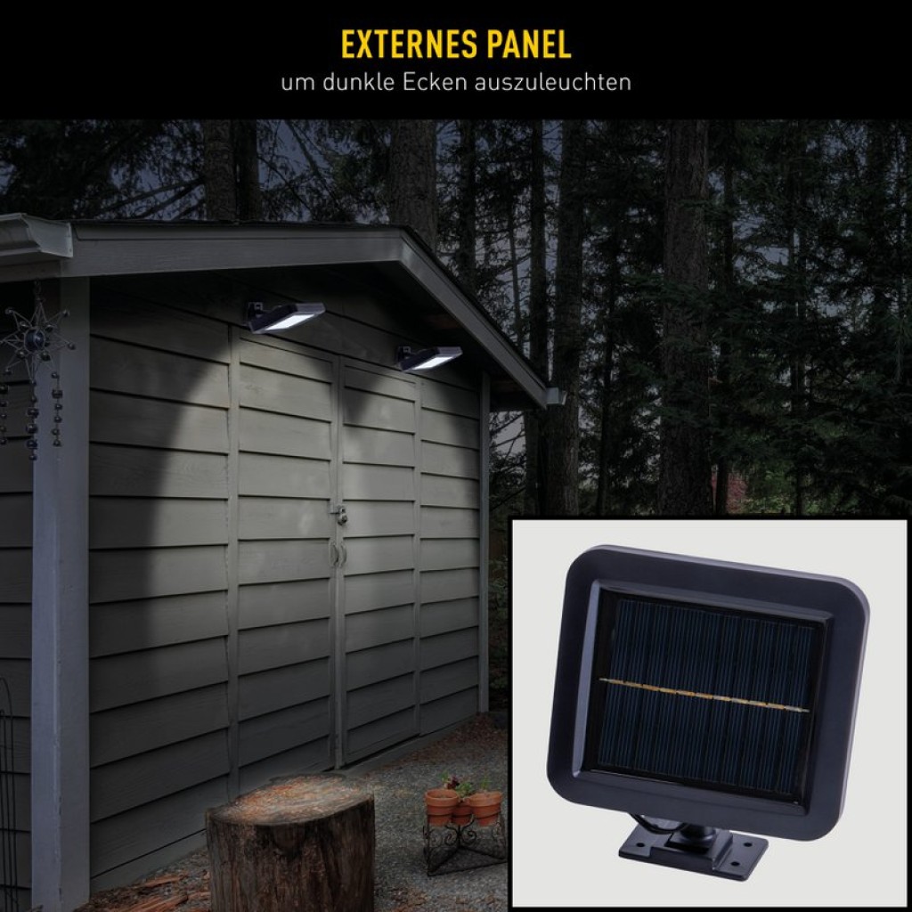 2er-Set LED Solar Außenwandleuchte "PEPE" , für Außen, Wandleuchte - Kunststoff in Schwarz, mit integrierter LED - Wandleuchten außen