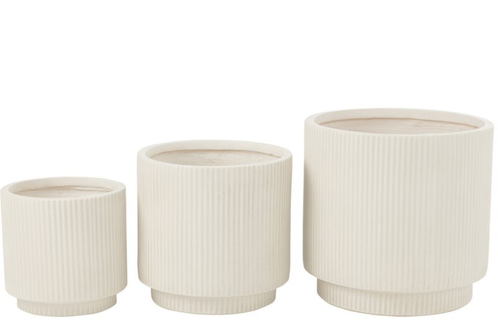 J -Line Bloempot Misty - Ceramics - White - 3 pieces - Ø 37 cm