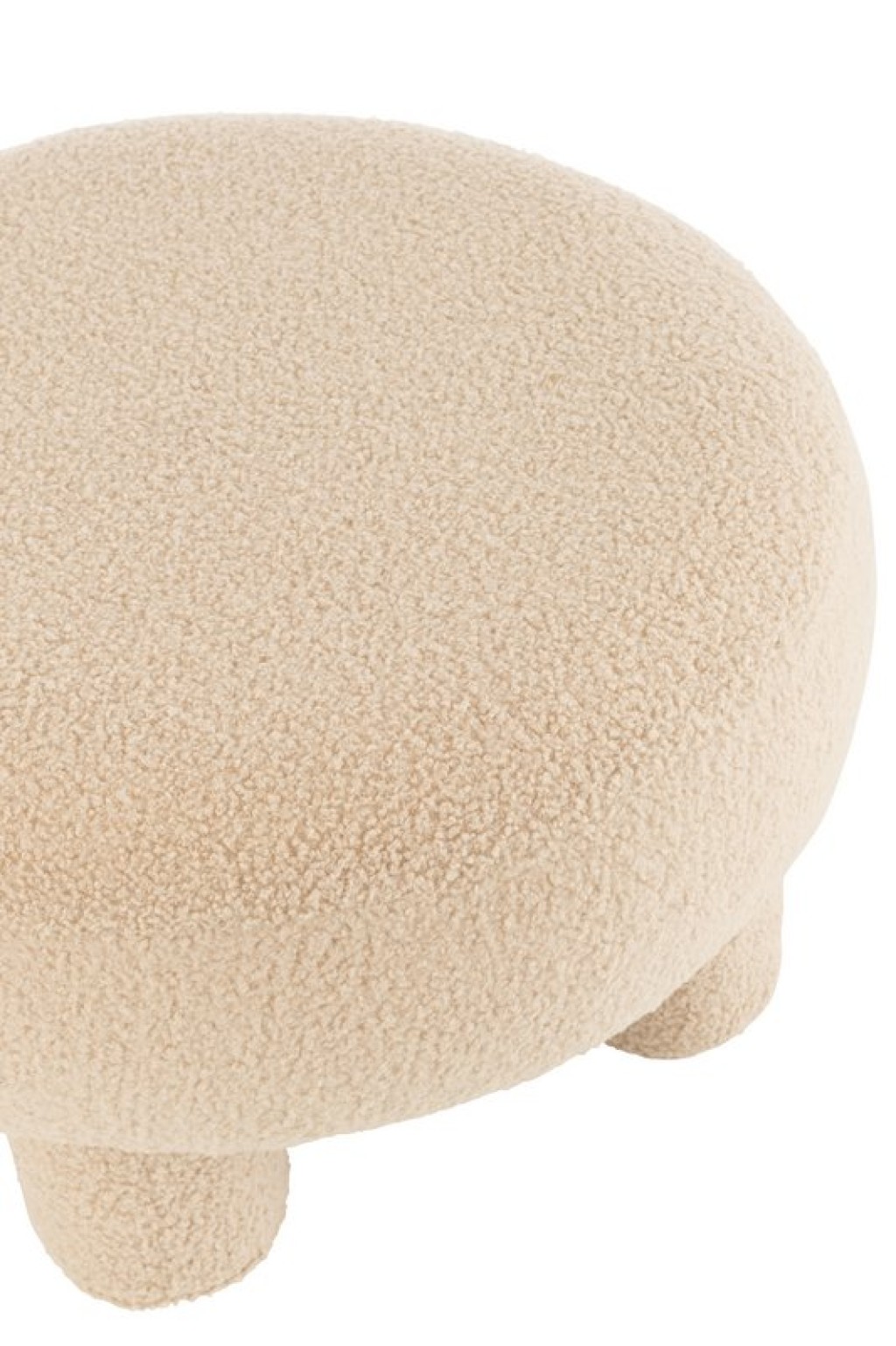 J-Line Stool Round Teddy Feet Bouclé Warm Beige