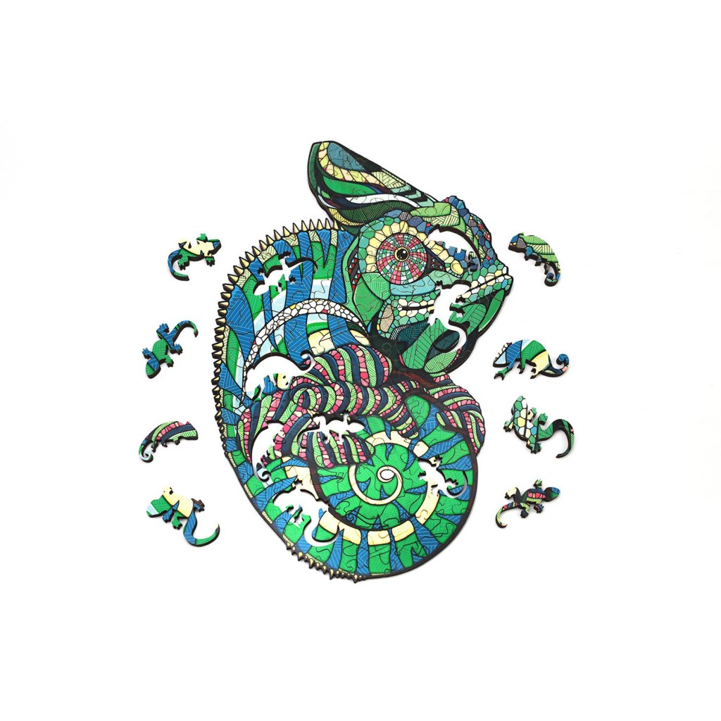 Eco Wood Art (EWA) Houten Legpuzzel Kameleon/ Chameleon size S, 1867, 26x19,6x0,5cm