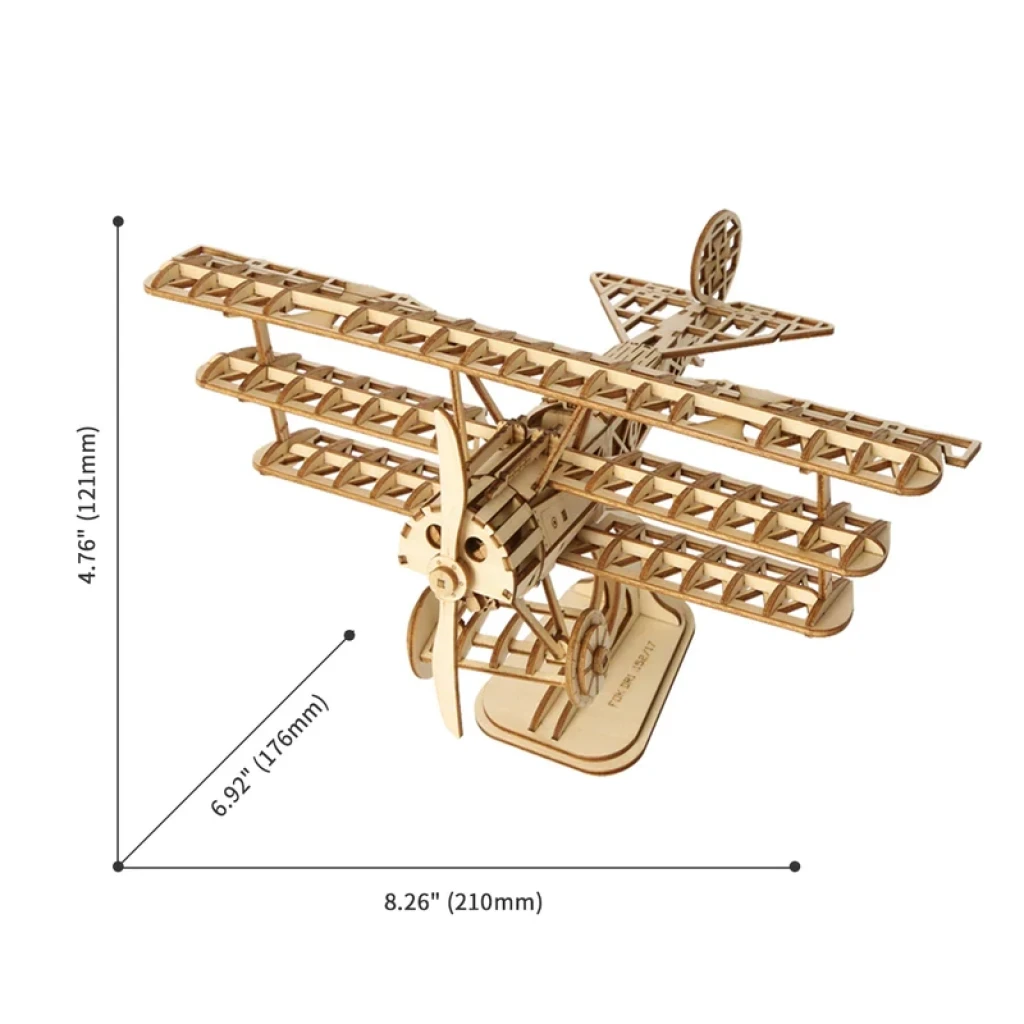 Robotime, 3D Houten Puzzel Vliegtuig, TG301, 21x17,6x12,