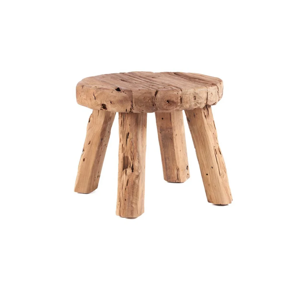 Marabunta Houten Bijzettafel | Naturel | Rustiek Teakhout | 50 cm