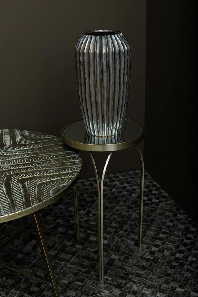 Rikka Sidetable Set | Goud IJzer | Spiegelblad Rond – Set van 2