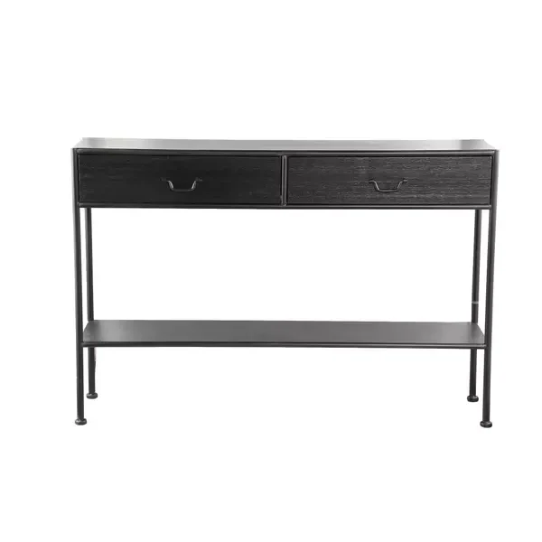 Ray Konsolentisch | Schwarzes Holz | Metallrahmen | 2 Schubladen – Klassisches Design
