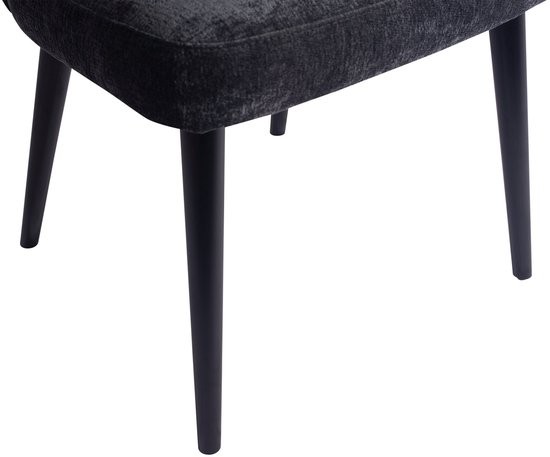 Fiori Eetkamerstoel | Antraciet | Zachte Stof | Zwarte Houten Poten