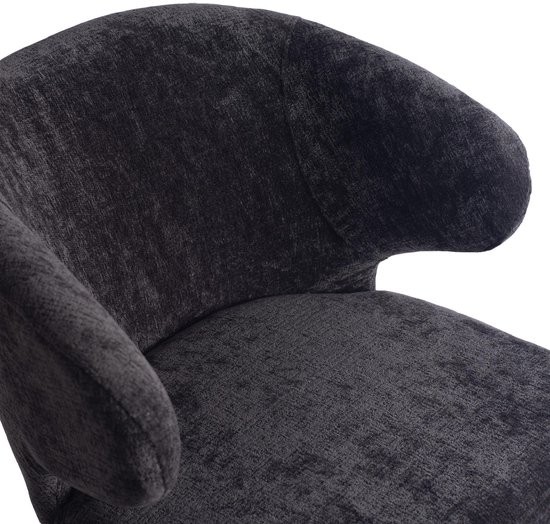 Fiori Eetkamerstoel | Antraciet | Zachte Stof | Zwarte Houten Poten