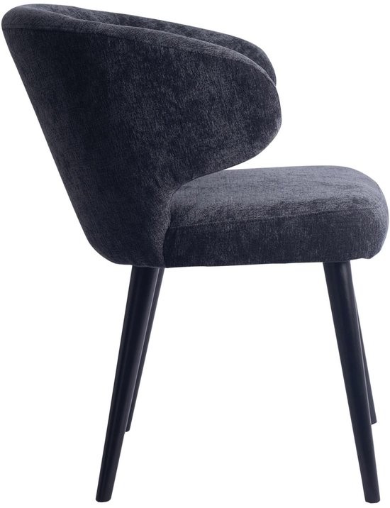 Fiori Eetkamerstoel | Antraciet | Zachte Stof | Zwarte Houten Poten