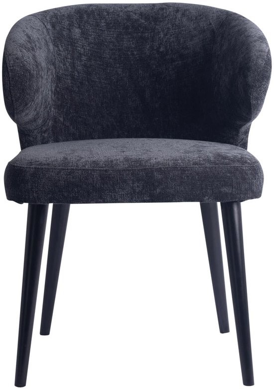 Fiori Eetkamerstoel | Antraciet | Zachte Stof | Zwarte Houten Poten