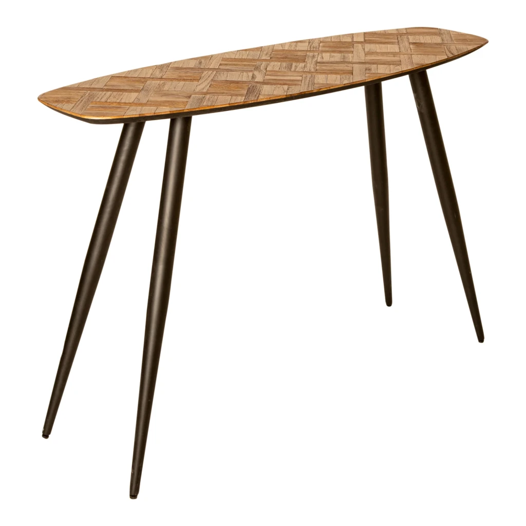 Tyano Wandtafel | Gerecycled Teakhout | Ovaal | Geruit-Visgraatpatroon
