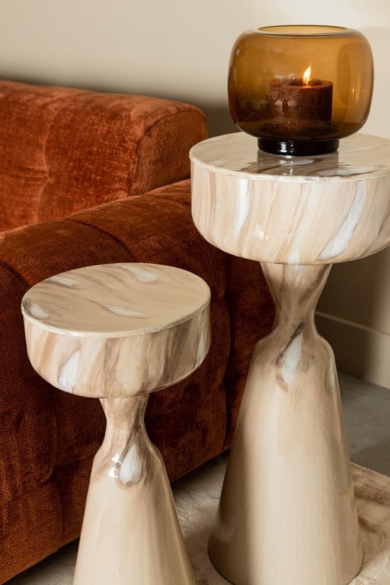Maran Sidetable | Crème | Ronde Celvorm | Shiny – Large