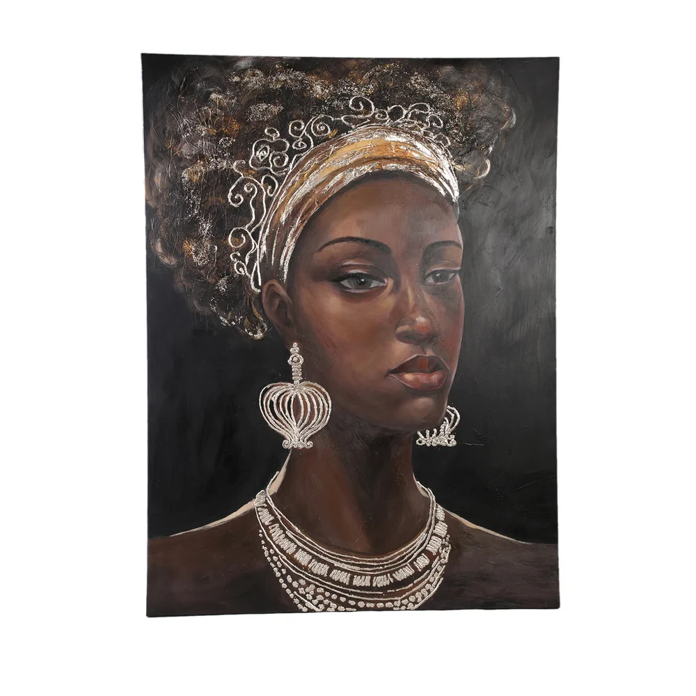 Jeorgia Wandpaneel | Zwart Canvas | Shiny Gold – Vrouw