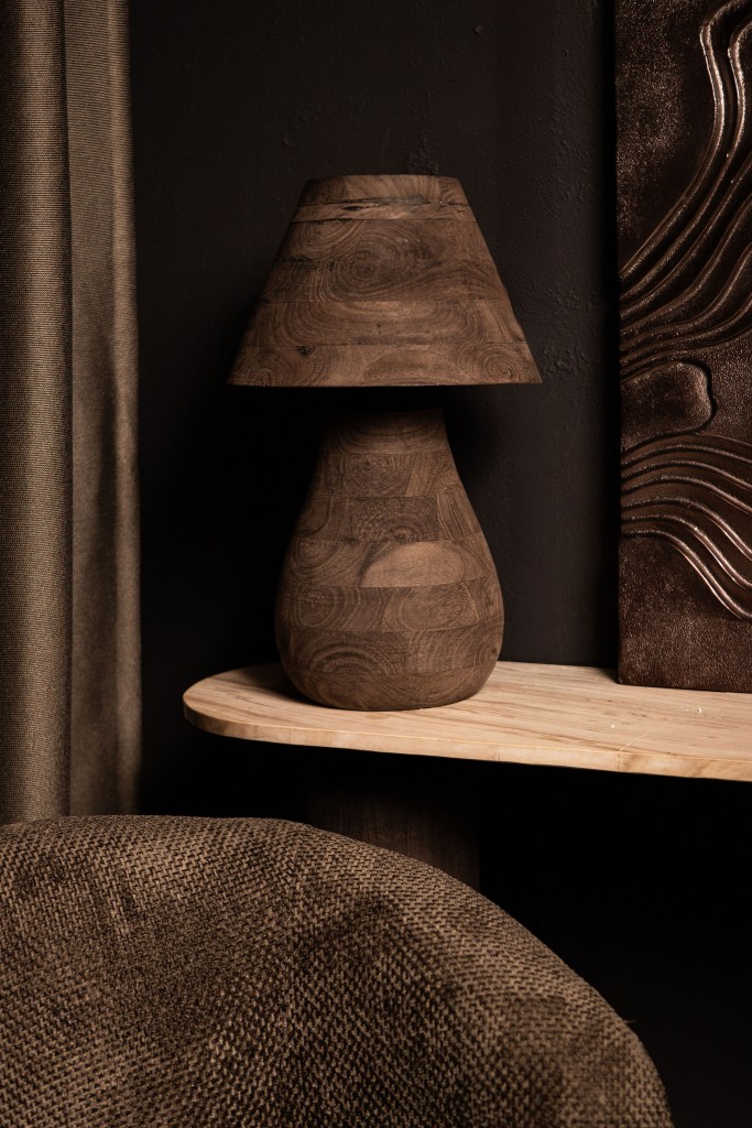 Peake Tafellamp | Bruin Mangohout | Rond – Low