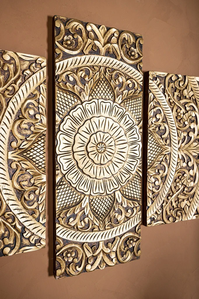 Sharlene Wandpaneel Set | MDF | Goud | Antiqued | 5 Stuks – Luxe / Hotel Chique