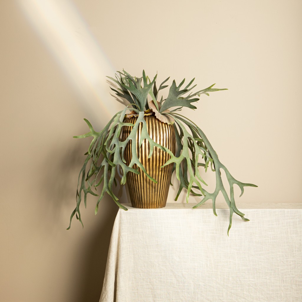 Leaves Plant Green Staghorn op Stengel | Realistisch Kunstplant