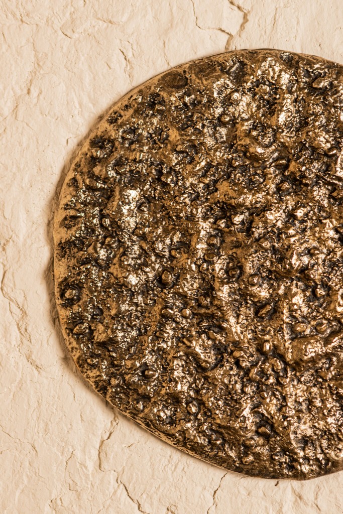 Victoire Goud Aluminium Wandpaneel Rond | Ruwe Textuur