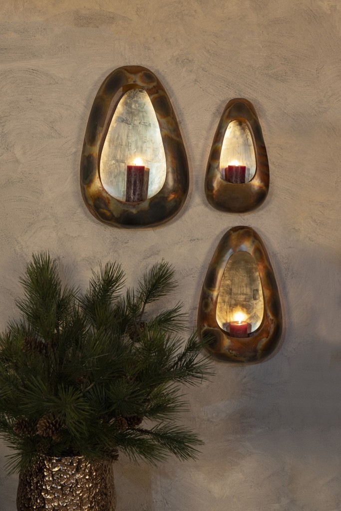Magni Ovale Wandornament | Stormlight Kaarsenhouder 62x40 cm | Koperkleurig IJzer
