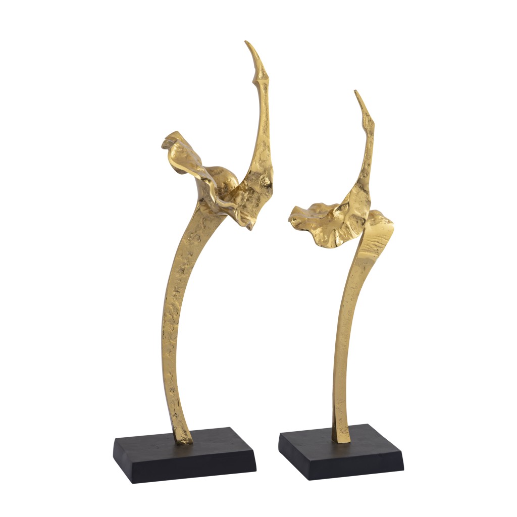 Yobie Zwaan Beeld | Goud Aluminium | Zwarte Basis 60 cm