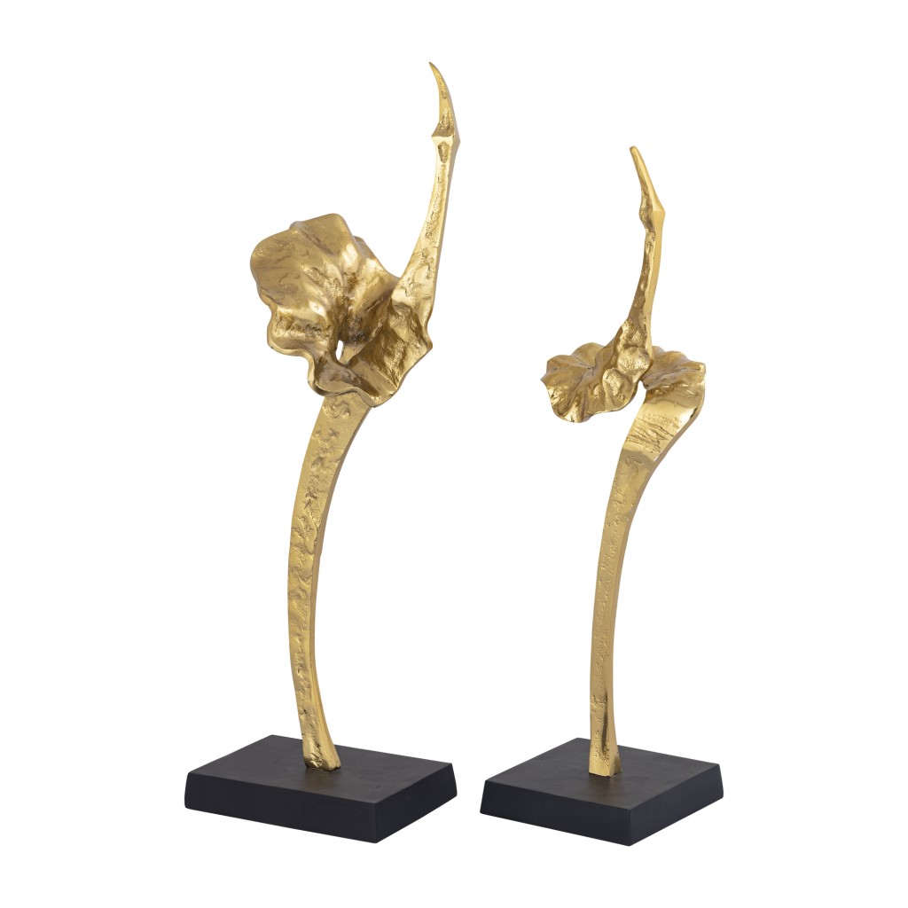 Yobie Zwaan Beeld | Goud Aluminium | Zwarte Basis 60 cm
