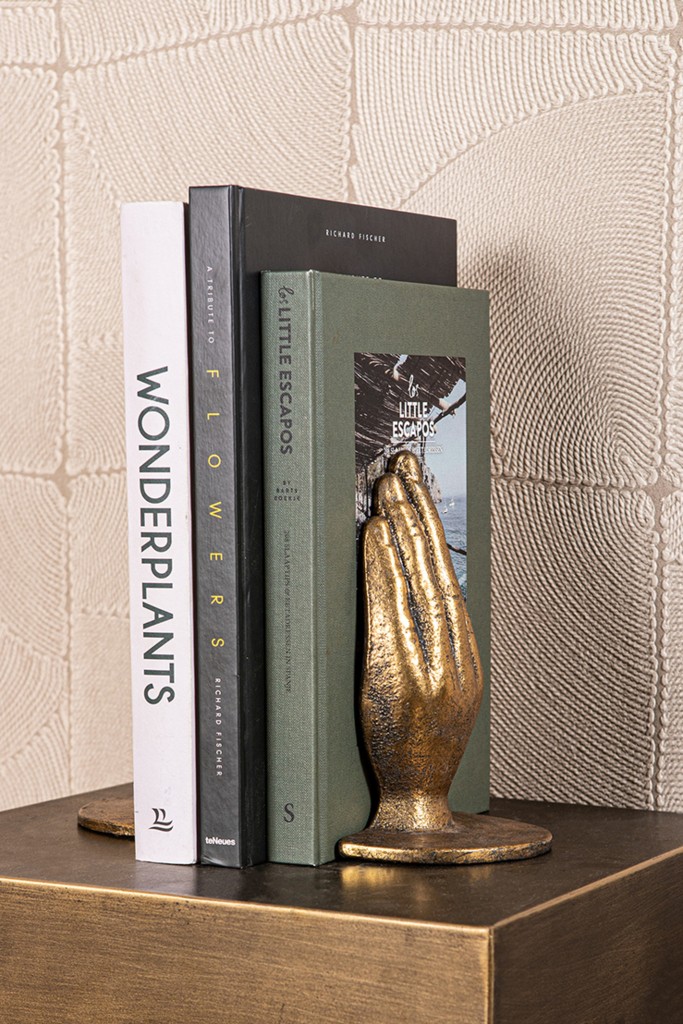Welder Boekensteun | Gouden Hand Beeld 18 cm