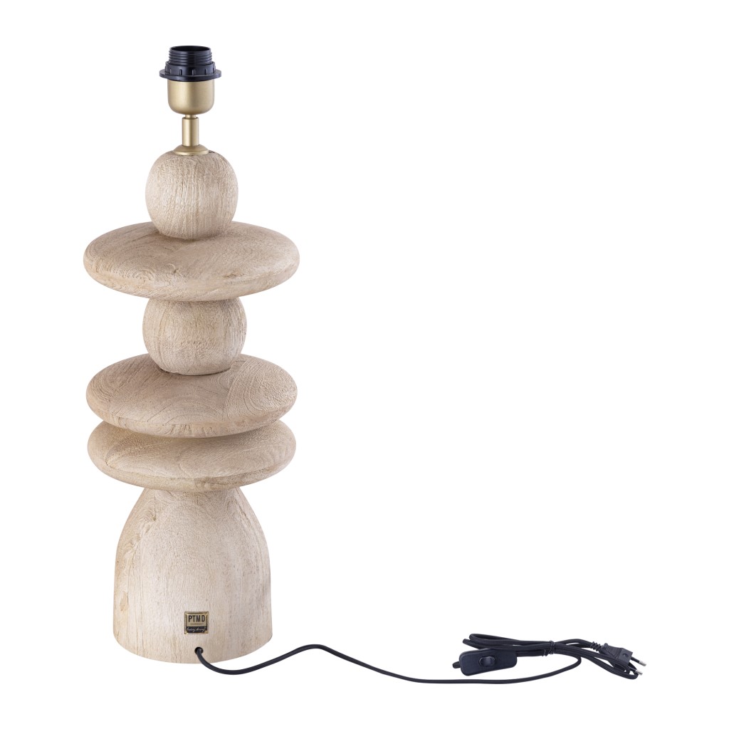 Callain Tafellamp | Mangohouten Voet met Ronde Schijven | 45 cm Hoog