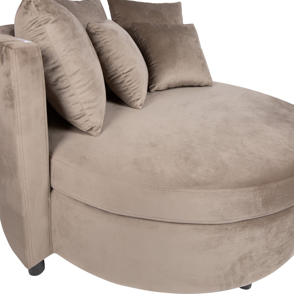 Fayen Loveseat | Fluweel Sand | Half Ronde Luxe Fauteuil | 121x121x68 cm