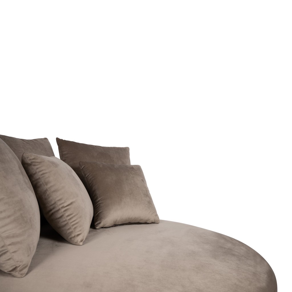 Fayen Loveseat | Fluweel Sand | Half Ronde Luxe Fauteuil | 121x121x68 cm