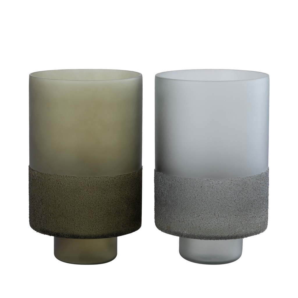 Miral Windlicht | Groen Glas | Rond | Frosted Bottom – 25 cm Hoog