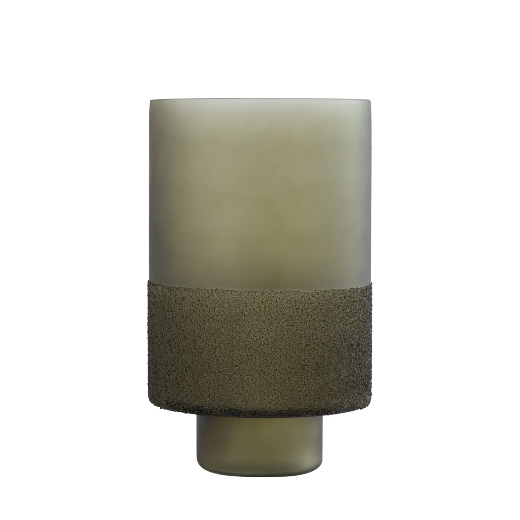 Miral Windlicht | Groen Glas | Rond | Frosted Bottom – 25 cm Hoog