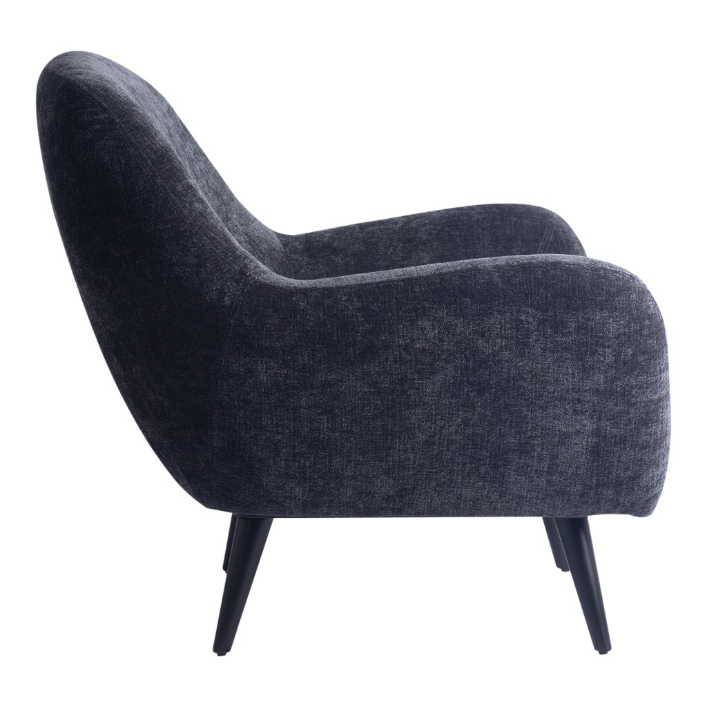 Donny Fauteuil | Anthracite Fluweel | Zwarte Houten Poten | 92x82x84 cm