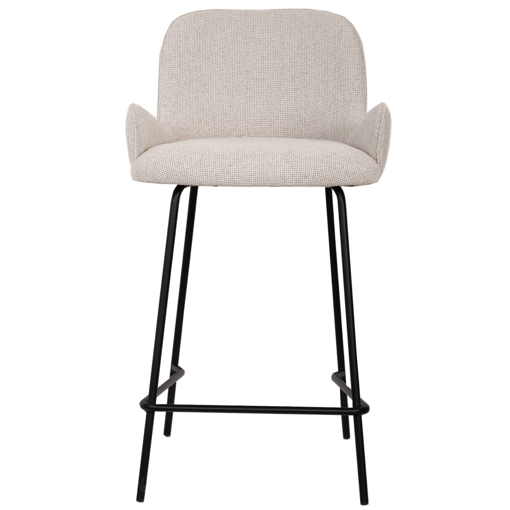 Leander Cream Barstoel | Luxe Barkruk met Rugleuning en Armsteunen
