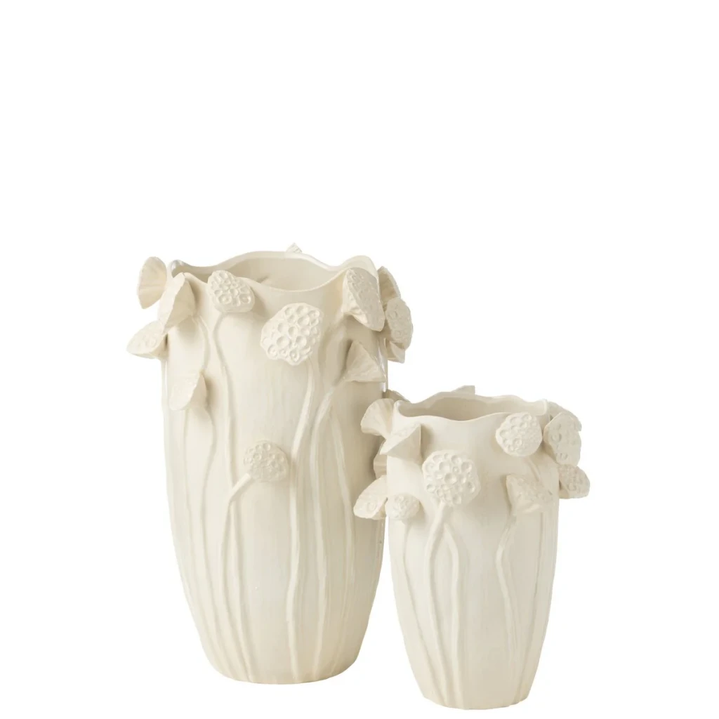 J-Line Vaas Botanica Lotus Beige | Keramiek Giant 51 cm
