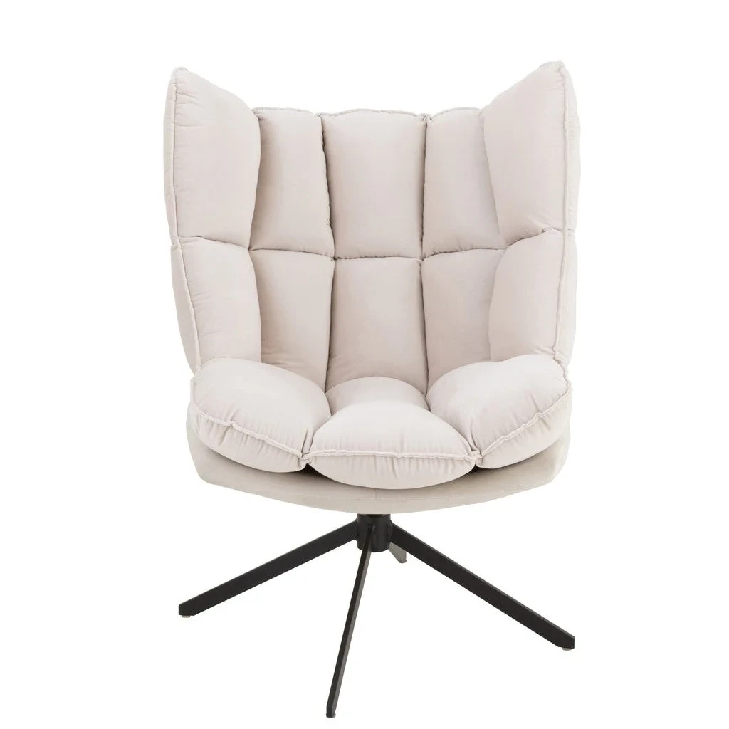 J-Line Fauteuil Relax Kussen op Frame | Textiel/Metaal | Beige – 73×92×78 cm