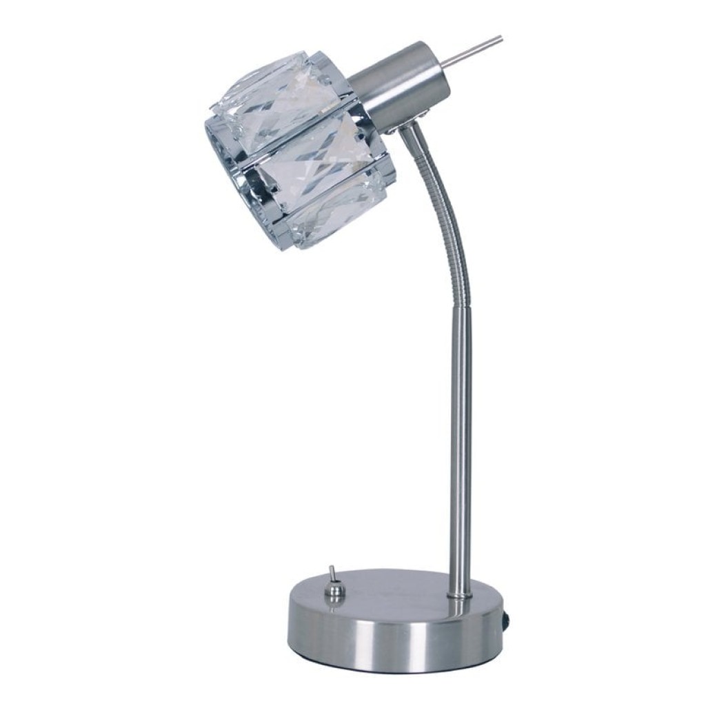 LED table lamp "Josefa", table lamp made of metal and glass in stainless steel optics, with E14 version Filament lamp included, light for living room, dining room, hallway or hallway 34.5 x 17.5 cm