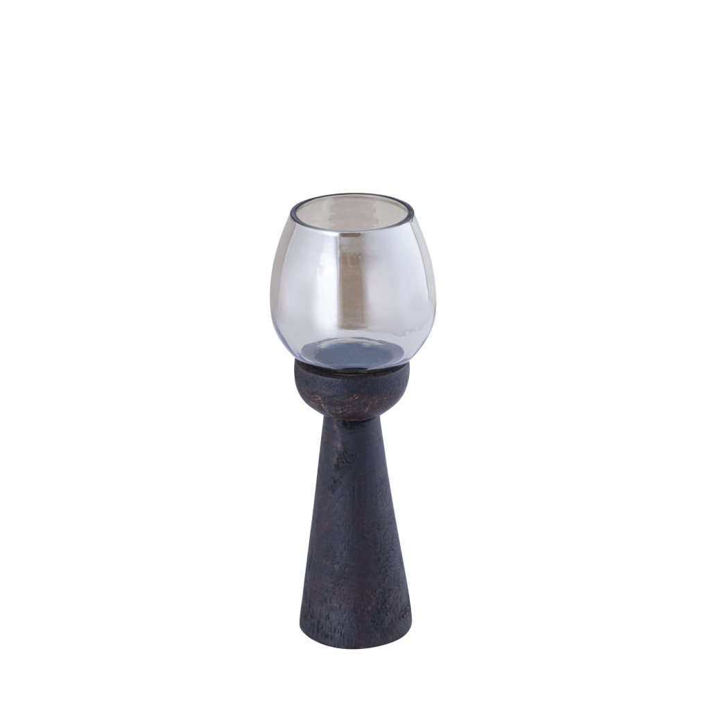 Qez Stormlight Luster | Bruin Mango Hout & Glas | M – 24 cm
