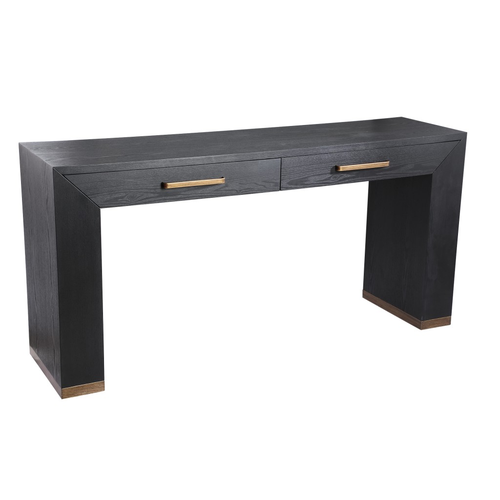 Tiess Zwarte Houten Sidetable | 2 Laden, Modern Design