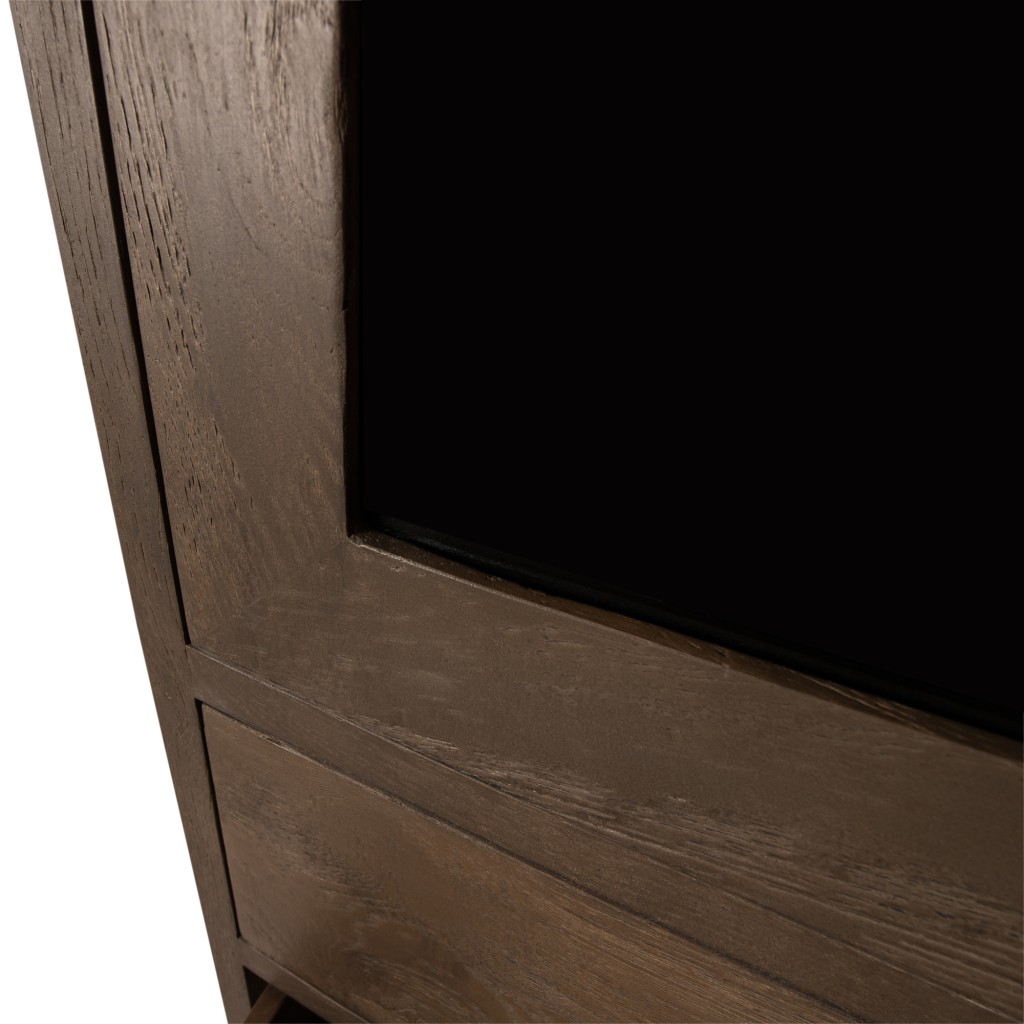Oak Cabinet Armarium | Robuuste Eikenkast Grijs met 1 Deur en 4 Lades | 220 cm Hoog