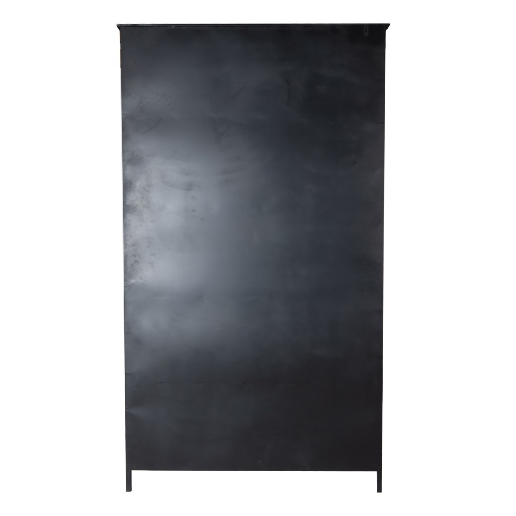 Elina Glass Cabinet | Zwart | Glazen Kast met Zwart IJzeren Frame (2 Deuren) – 120x211 cm