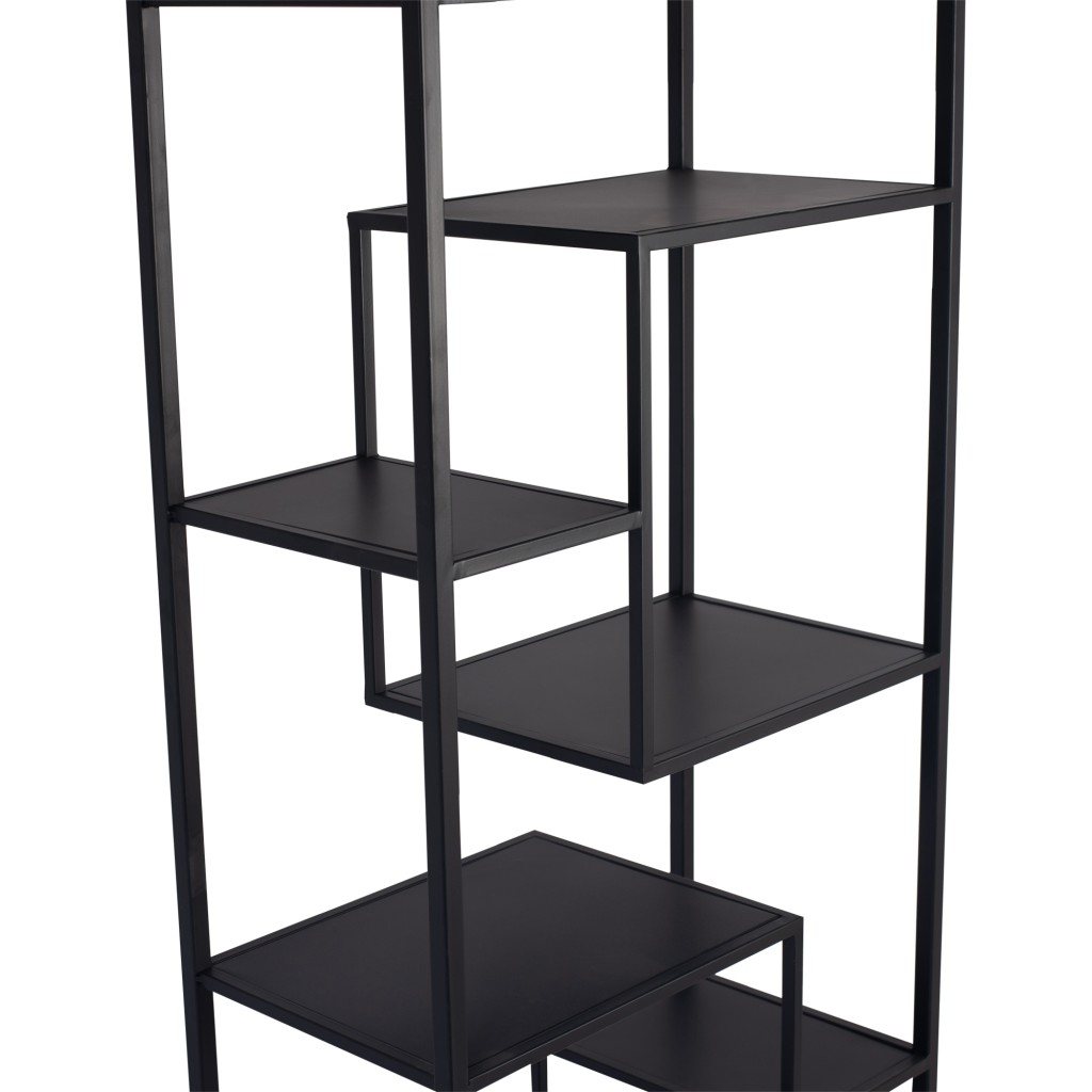 Duana Playful Black Iron Open Cabinet High | Industriële Open Kast | 195 cm