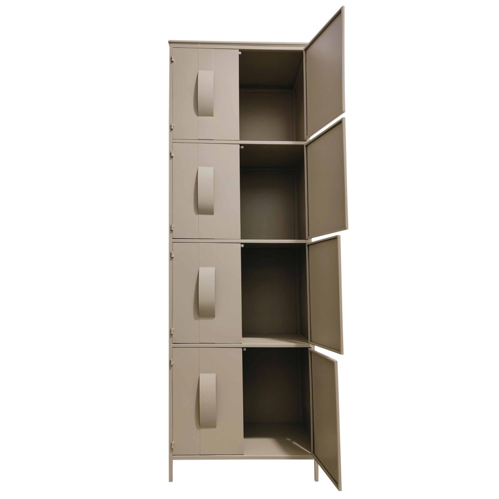 Acalia Sandy Pink Schrank | 8 Türen | Industriell & Stabil | Grau/Beige/Rosa – 40x184x62 cm