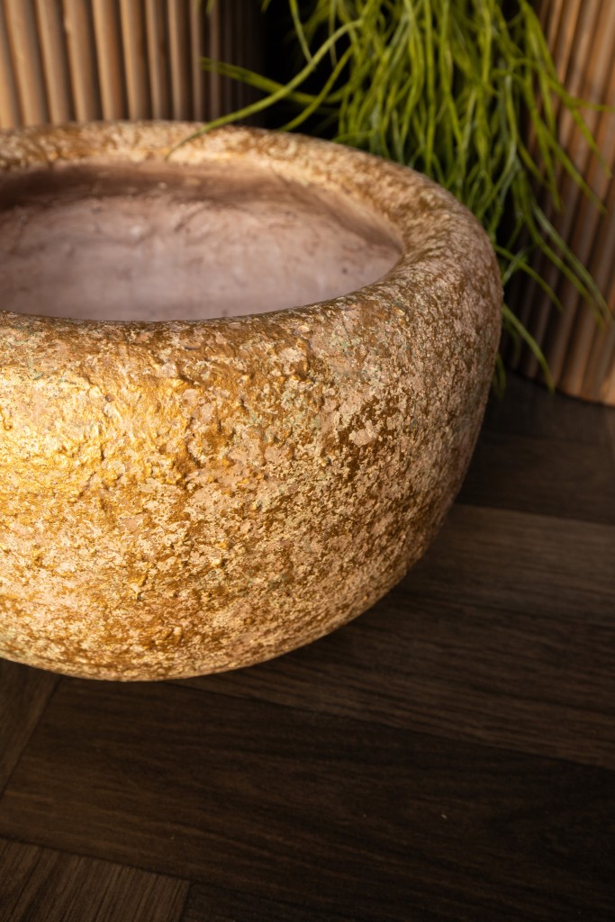 Skye-Leigh Taupe Ronde Cement Pot L | Natuursteen Look