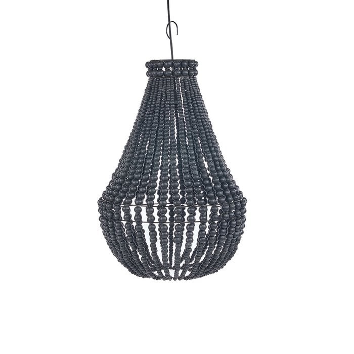 Teardrop Kroonluchter | Zwart | Handgemaakte Houten Hanglamp 40x75 cm