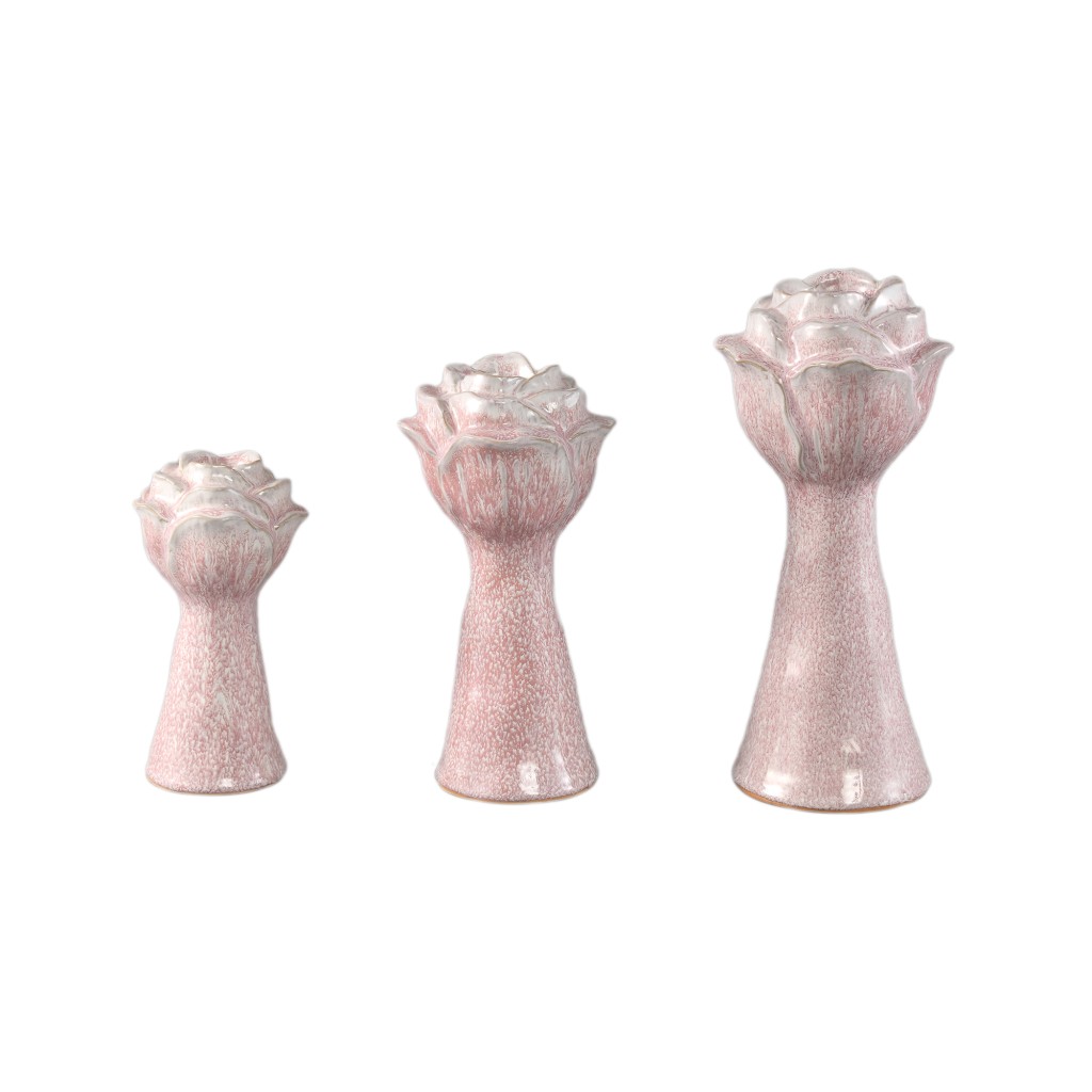 Minerva Bloemvormige Vaas L | Lichtroze | Keramiek – Decoratief
