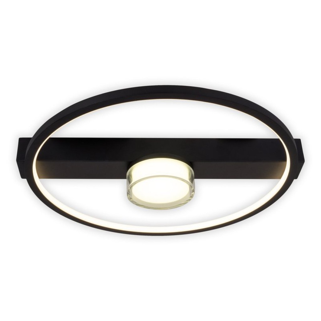 LED ceiling light "Cimo" made of black metal and plastic, 40 cm long, dimmable by wall switch