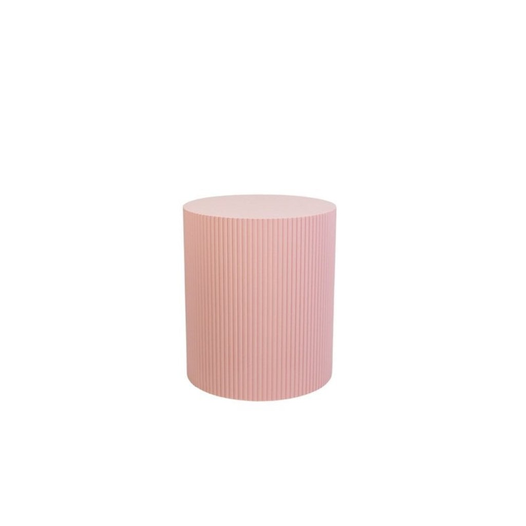 Side Table - Cylinder- MDF - Light Pink - 39x45cm