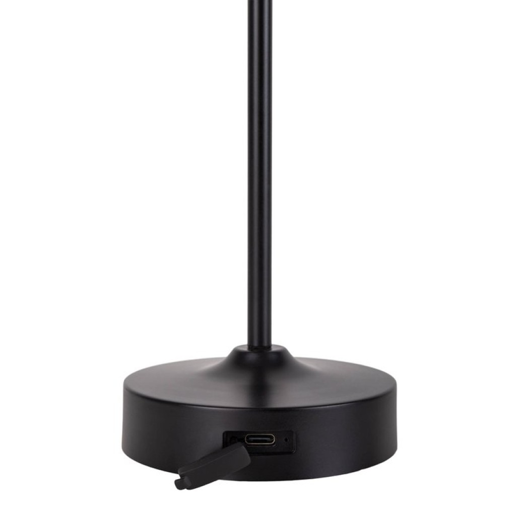 LED battery/ table lamp "Pina" 30 cm high, made of metal (black) and glass (white), integrated LEDs, warm white