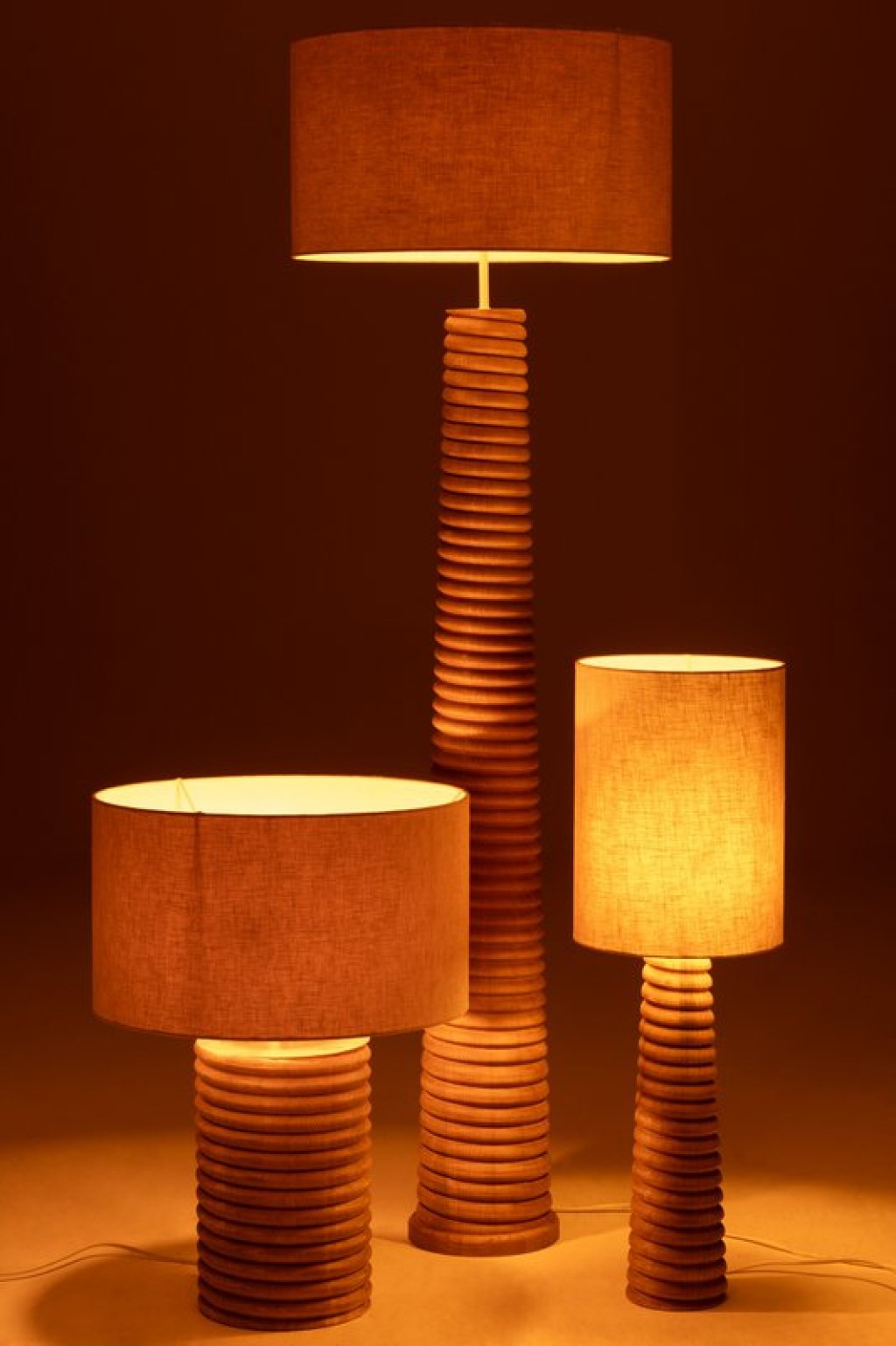 J-Line Table Lamp Screw Thread Wide Wood Natural Gray