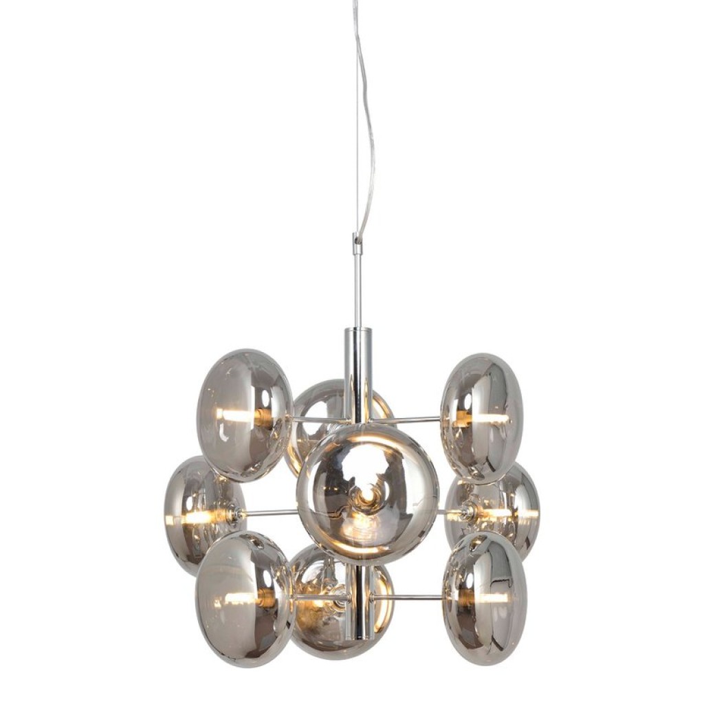 Pendelleuchte "ORION" Ø ca. 53 cm amber, aus messingfarbenem Metall und Glas in amber, G9-Sockel, Beleuchtung für Wohnzimmer, Esszimmer oder Büro.