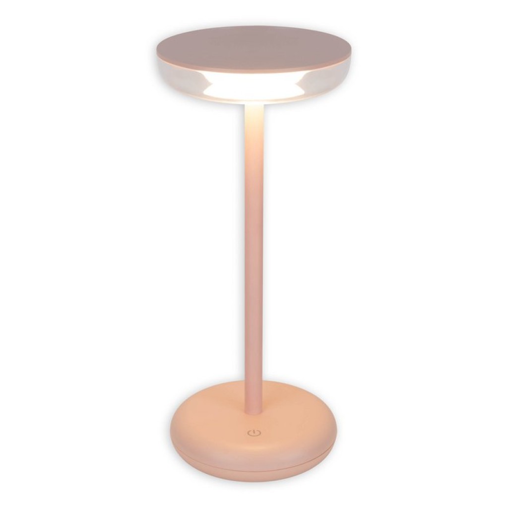 Cordless tablet light "Pasi" for outside and inside, made of metal and plastic in pink, dimmable, with touch and memory function, approx. 26 cm high